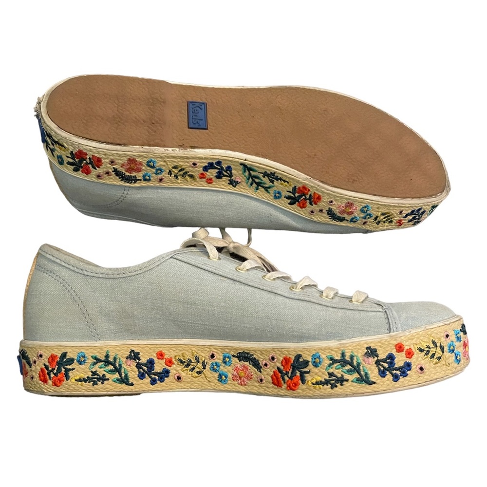 Keds x Rifle Paper Co. Triple Kick Embroidered Sneakers Size 9